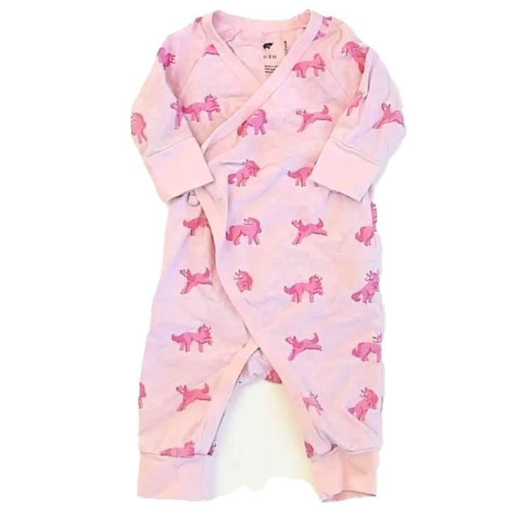 Monica & Andy Girls Pink Elephants 1-piece Non-footed Pajamas Size: 0-3 Months Pink Elephants