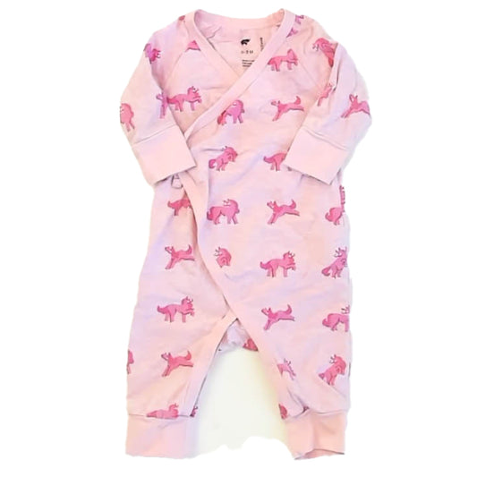 Monica & Andy Girls Pink Elephants 1-piece Non-footed Pajamas Size: 0-3 Months Pink Elephants