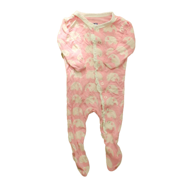 Kickee Pants Girls Pink Elephants 1-piece footed Pajamas Size: 0-3 Months