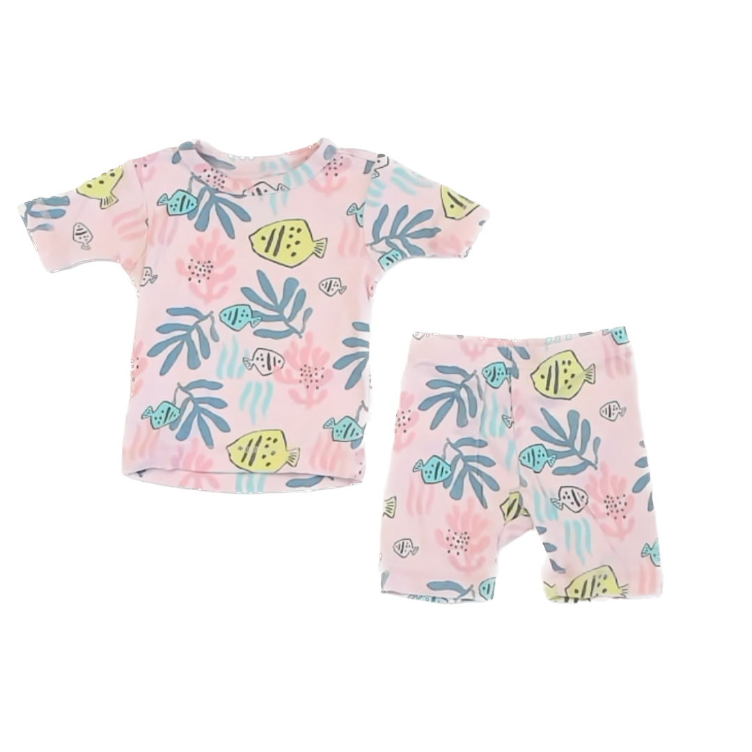Tea Collection Girls Pink | Fish 2-piece Pajamas Size: 18-24 Months Pink | Fish