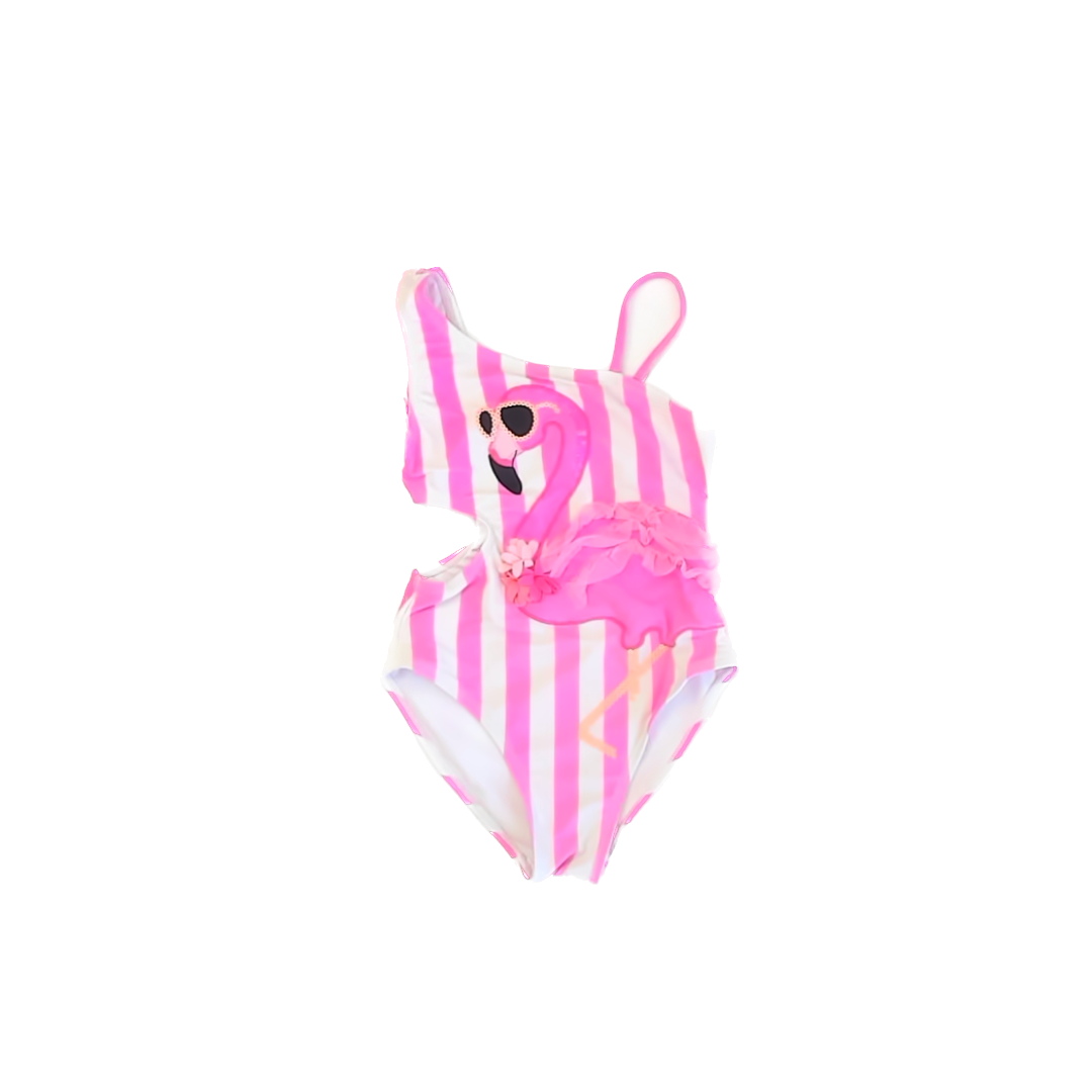 Flapdoodles Girls Pink Flamingo 1-piece Swimsuit Size: 6x Years Pink Flamingo