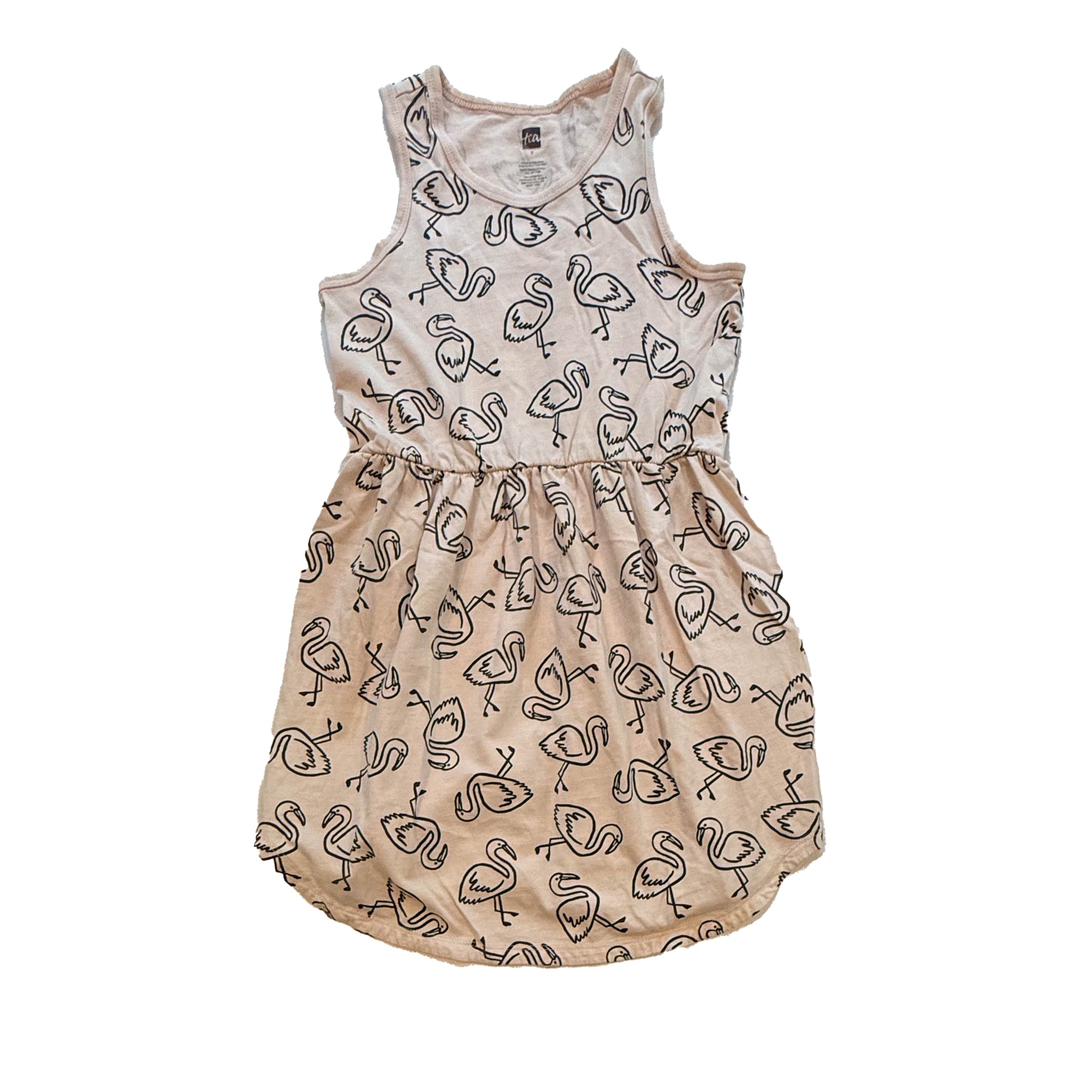 Tea Collection Girls Pink Flamingo Dress Size: 7 Years Pink Flamingo
