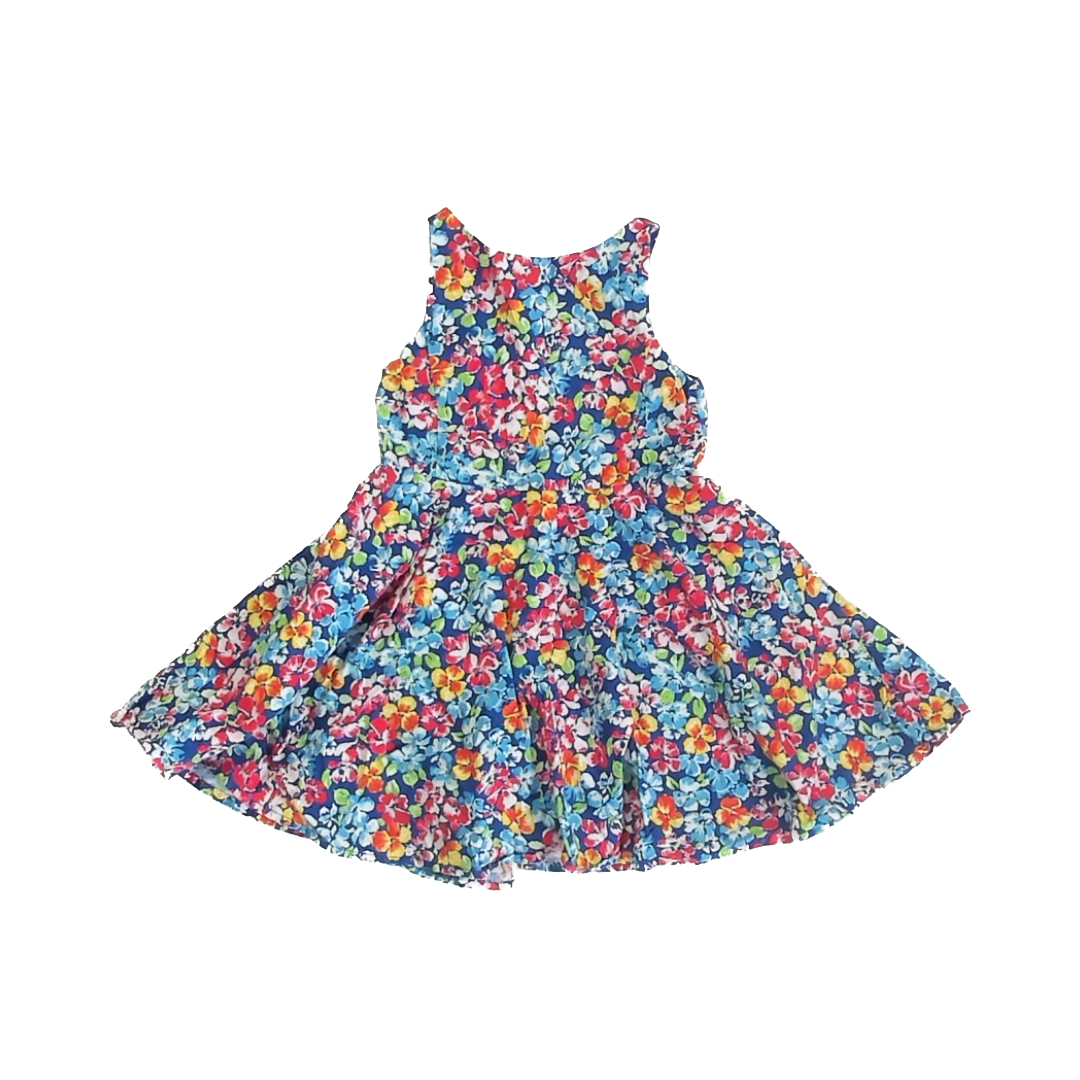Ralph Lauren Girls Blue Floral Sun Dress Size: 3T Blue Floral
