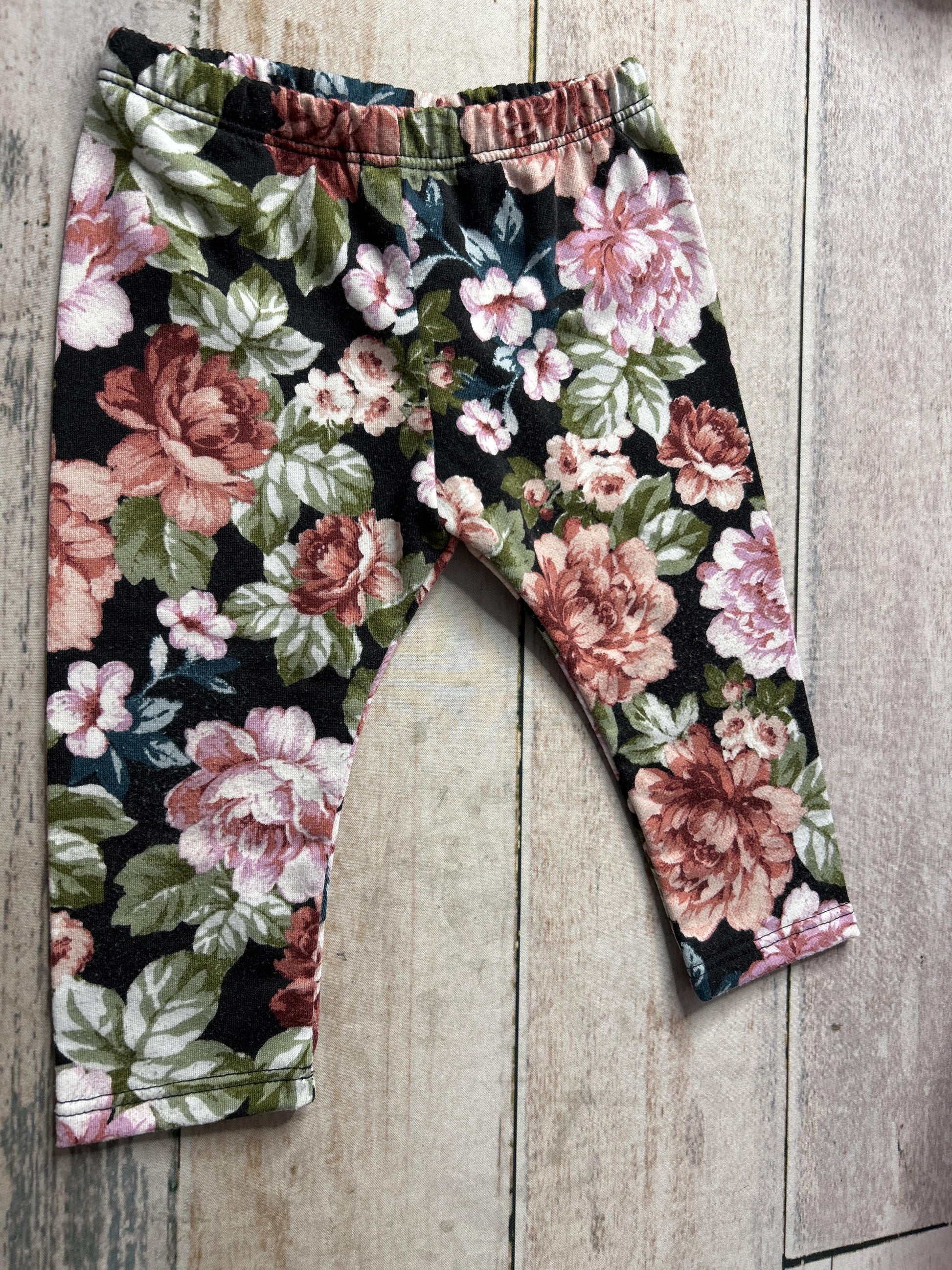 Bonnie Baby Girls Pink floral | Black | Forest Green Pants Size: 12 months Pink floral | Black | Forest Green