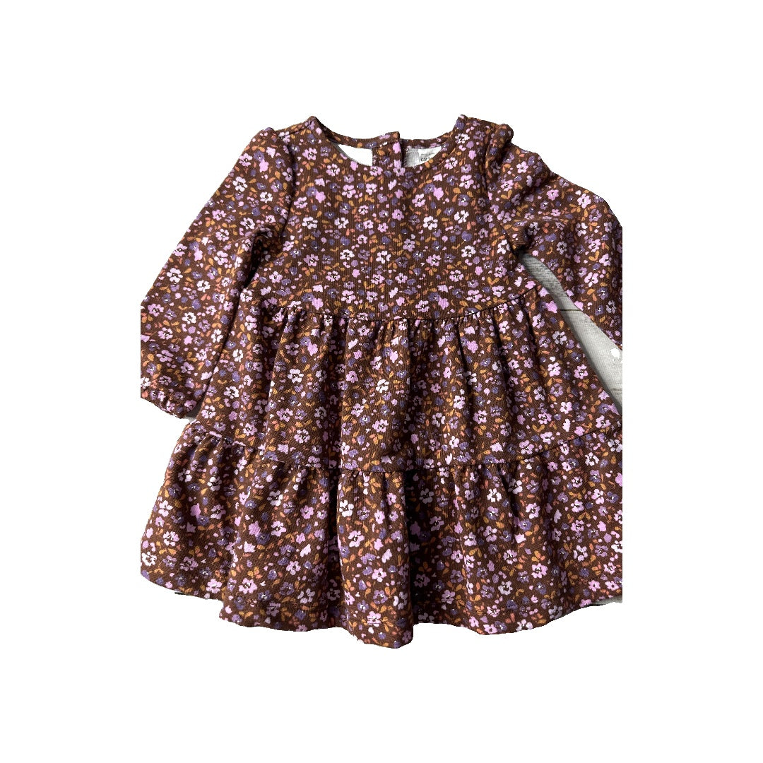 Carters Girls Pink floral | Brown Dress Size: 9-12 Months Pink floral | Brown