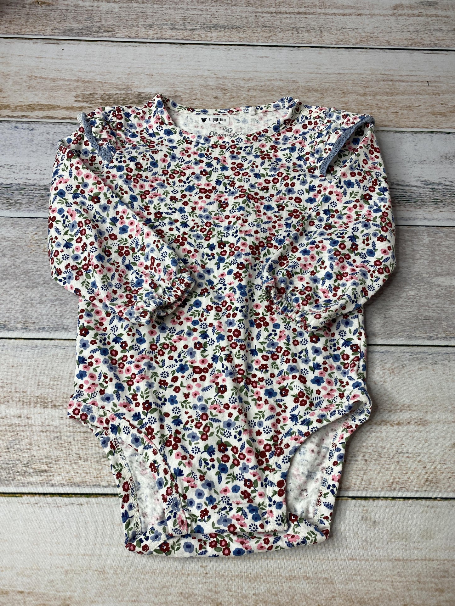 Oliver & Rain Girls Pink floral | Flowers Onesie Size: 18 months Pink floral | Flowers