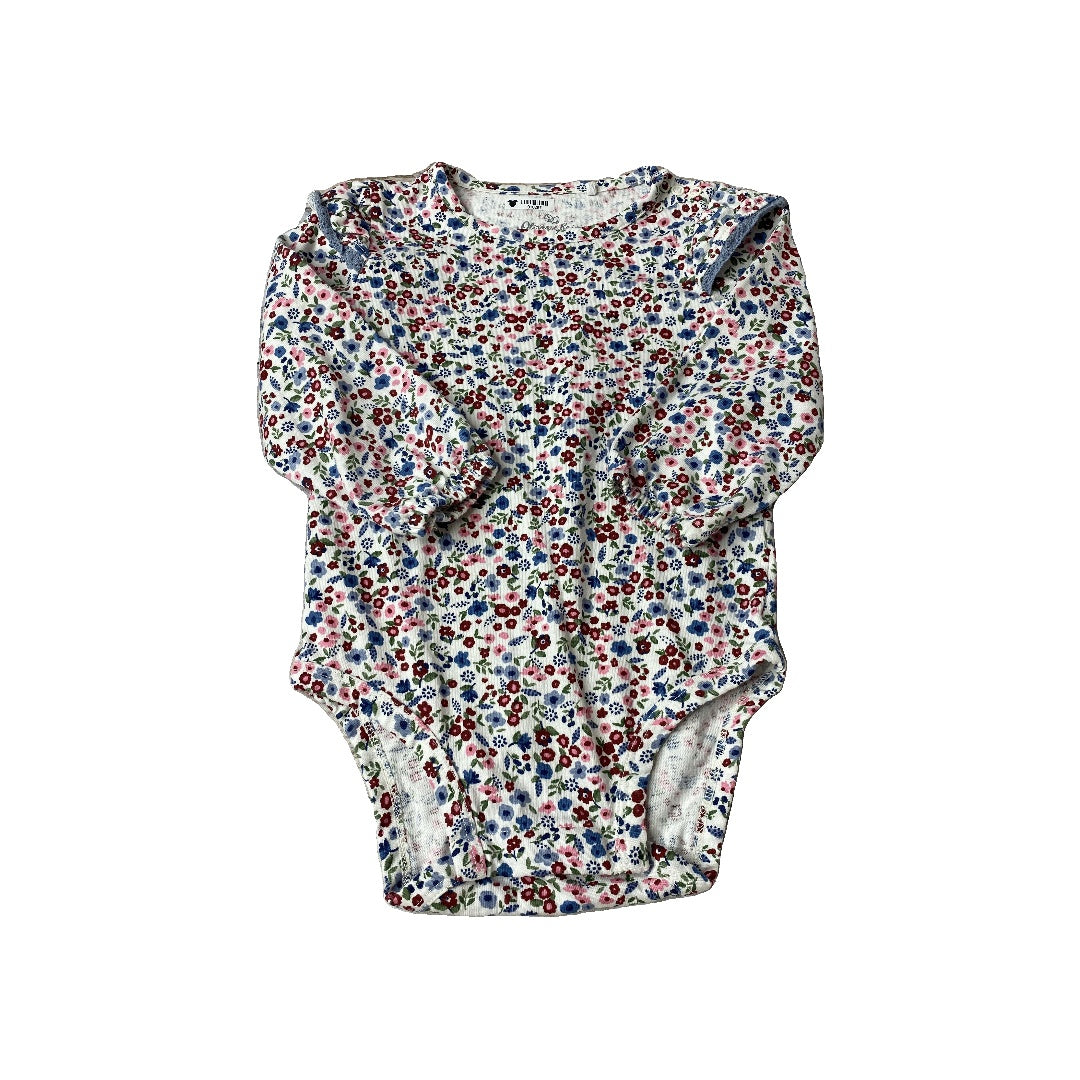 Oliver & Rain Girls Pink floral | Flowers Onesie Size: 18 months Pink floral | Flowers