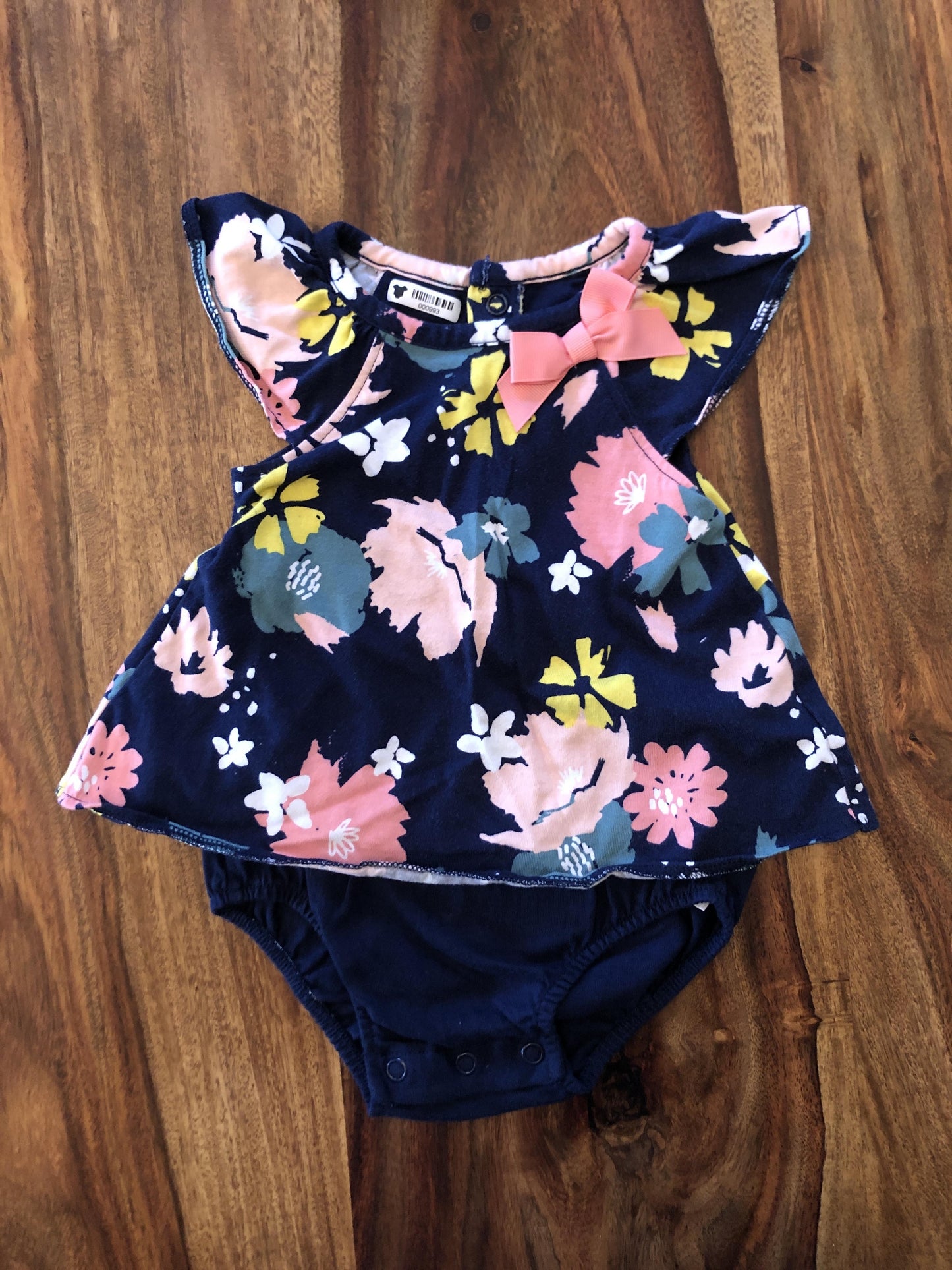 Carters Girls Pink floral | Navy Blue Dress Size: 0-3 months Pink floral | Navy Blue