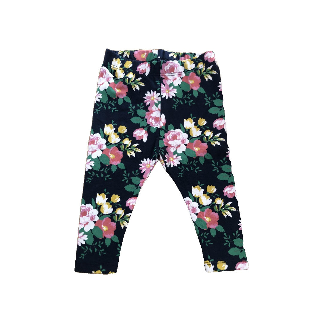 Gap Girls Pink floral | Navy Blue Pants Size: 6-12 months Pink floral | Navy Blue