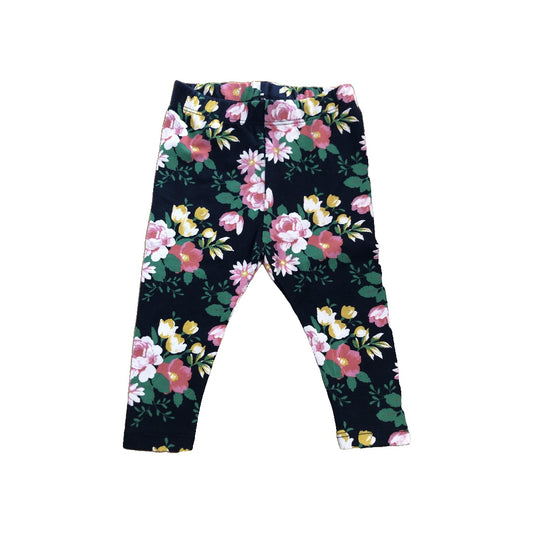 Gap Girls Pink floral | Navy Blue Pants Size: 6-12 months Pink floral | Navy Blue