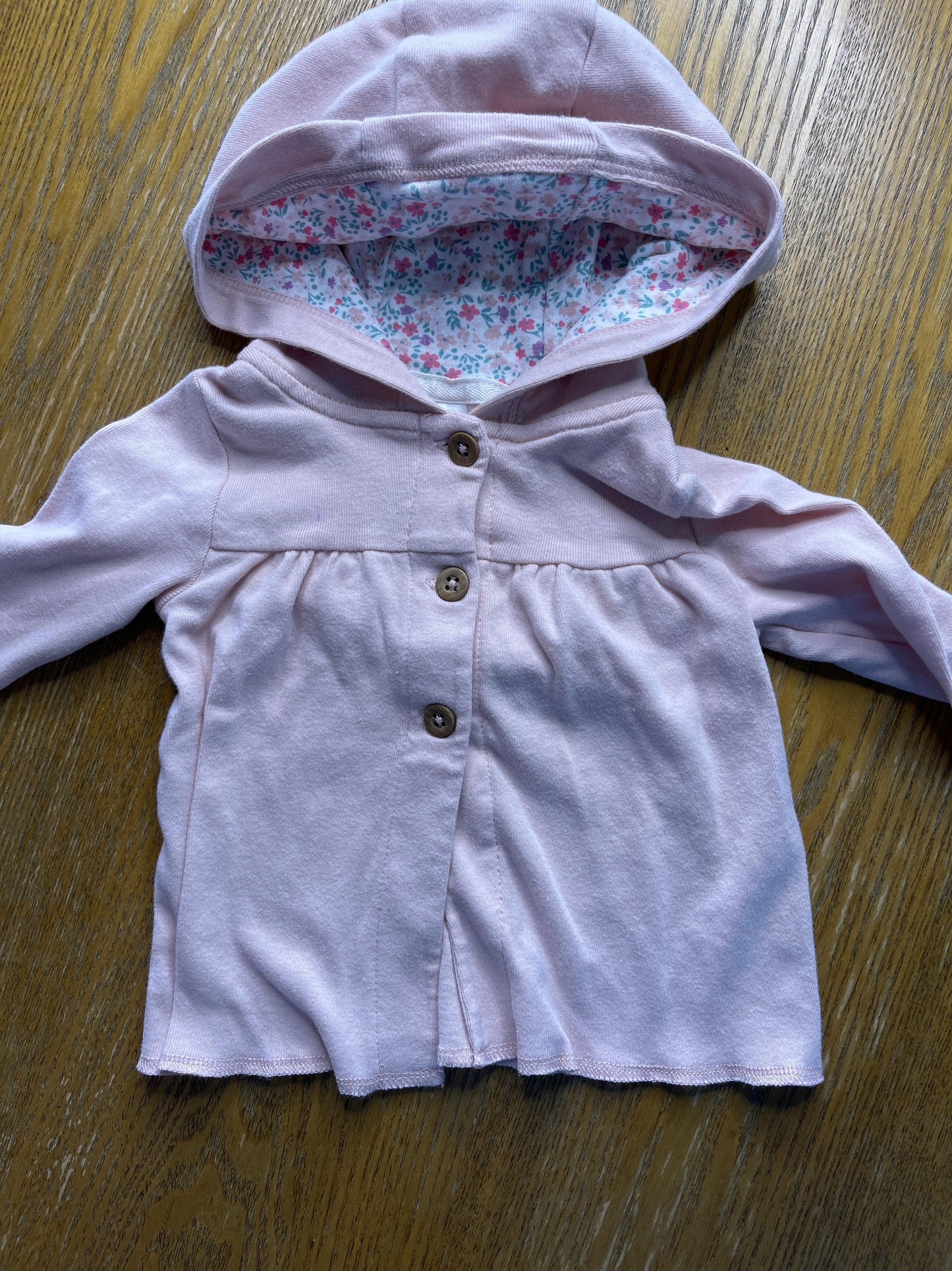 Carters Girls Pink floral | pink Hoodie Size: 6-9 months Pink floral | pink