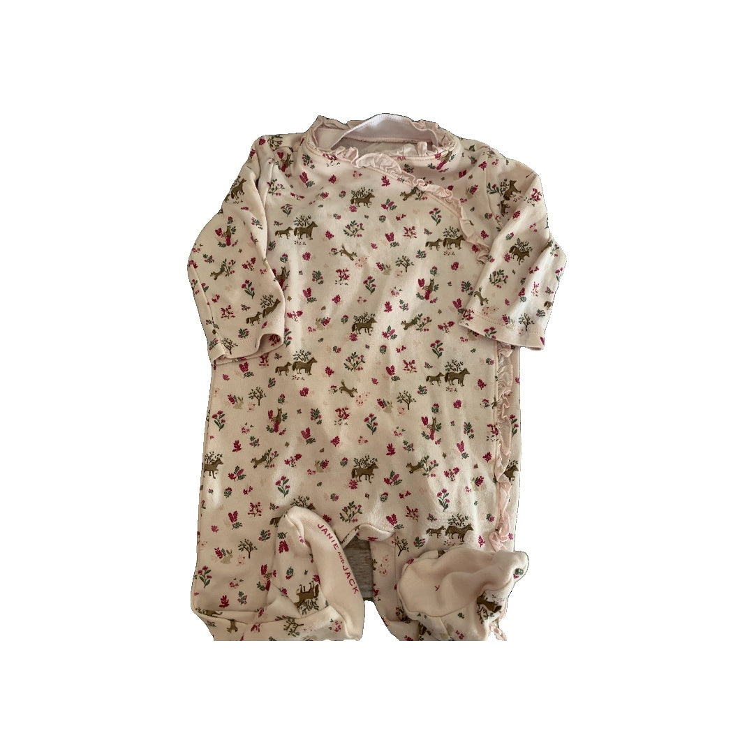 Janie and Jack Girls Pink floral | pink Pajamas Size: 3-6 months Pink floral | pink