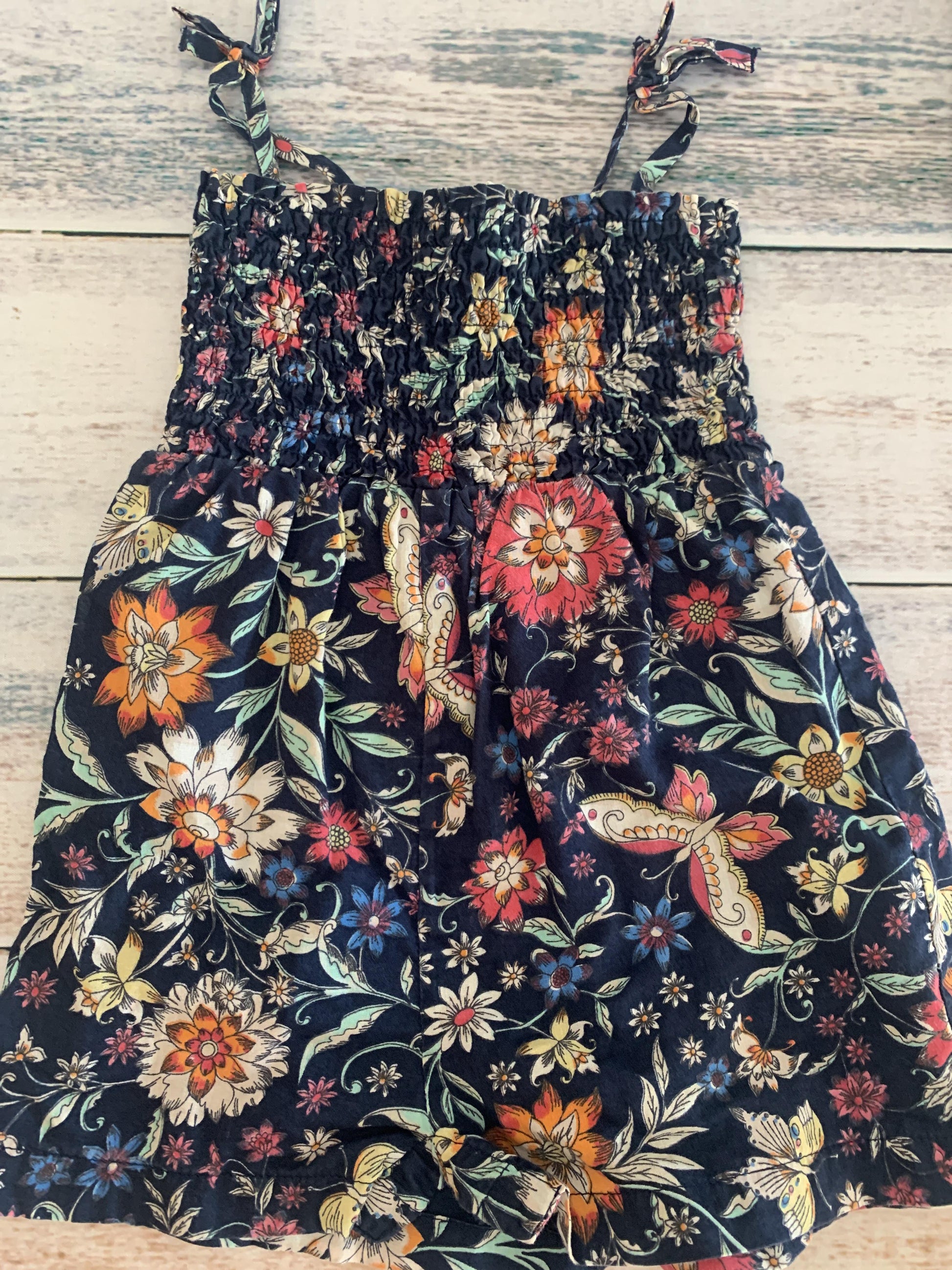 Gap Girls Pink floral | Royal Blue Dress Size: 18-24 months Pink floral | Royal Blue
