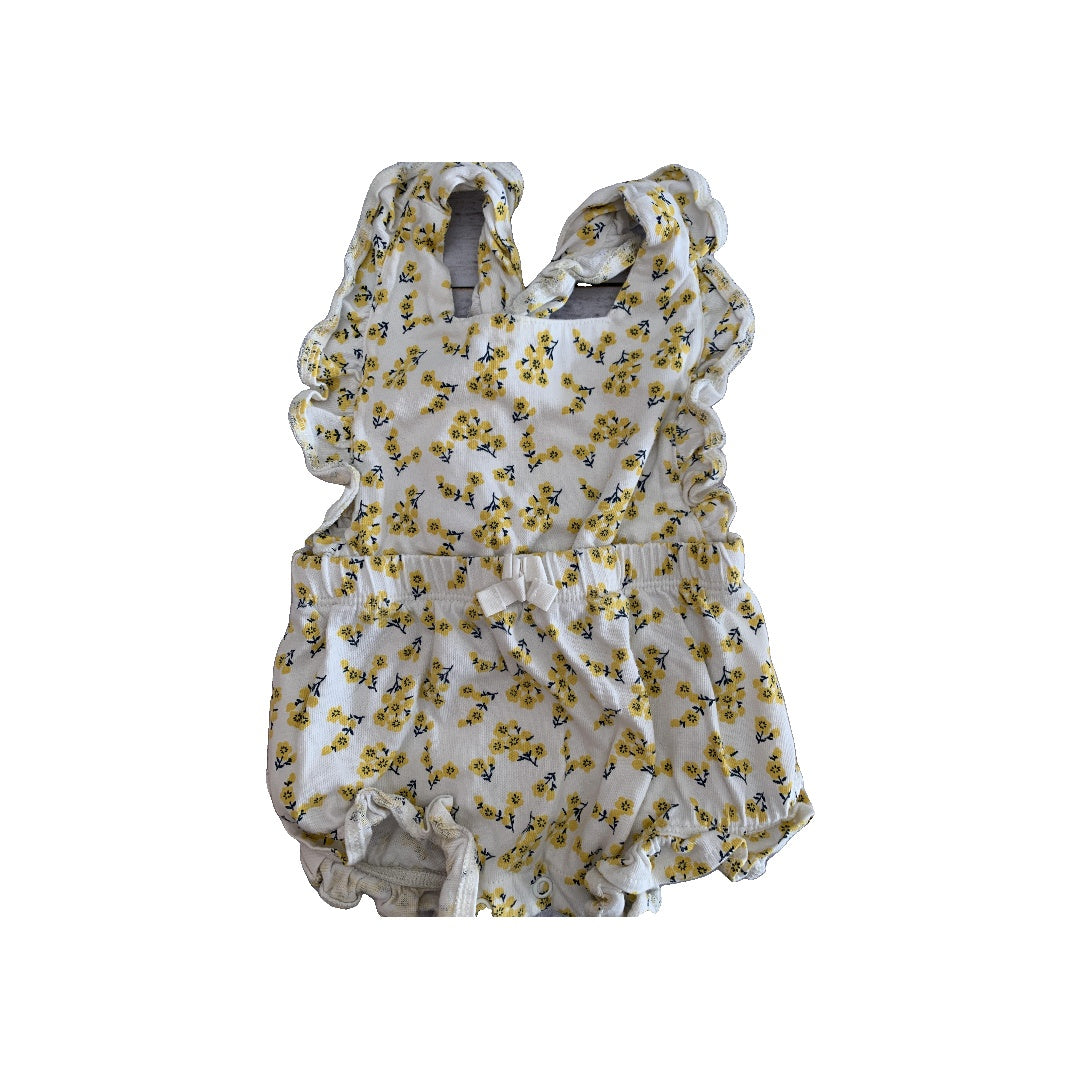 Oliver & Rain Girls Pink floral | Yellow | White Romper Size: 6 months Pink floral | Yellow | White