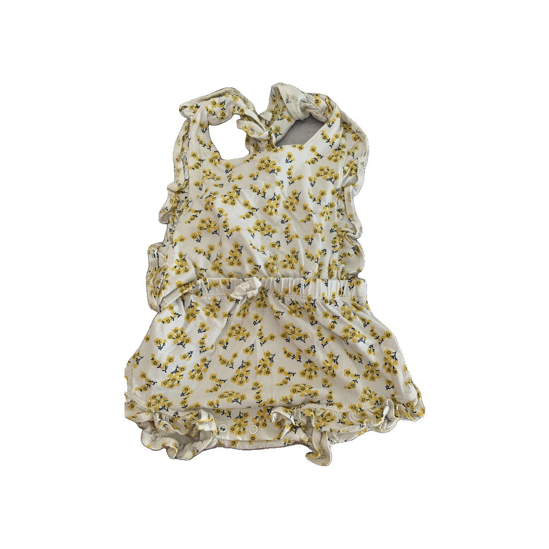 Oliver & Rain Girls Pink floral | Yellow | White Romper Size: 12 months Pink floral | Yellow | White