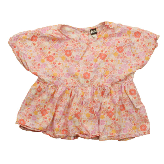 Tea Collection Girls Pink Floral Blouse Size: 10 Years Pink Floral