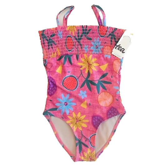 Tea Collection Girls Pink Floral 1-piece Swimsuit Size: 7 Years Pink Floral
