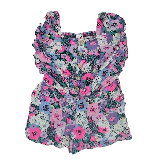 Cotton On Girls Pink Floral Romper Size: 6 Years Pink Floral