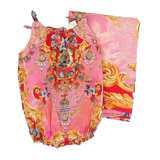 Milla by Camilla Girls Pink Floral Romper Size: 6-12 Months Pink Floral