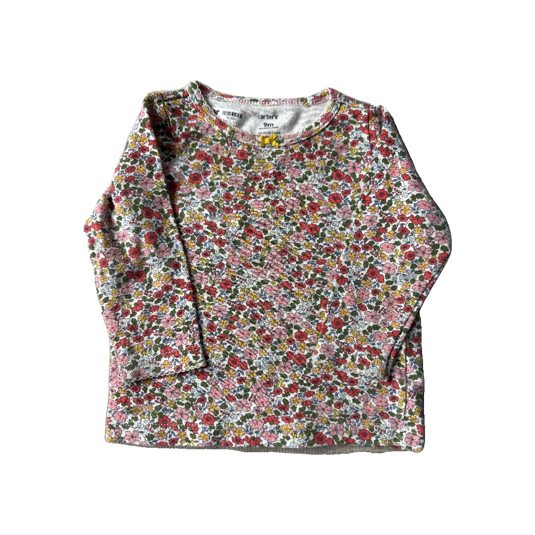 Carters Girls Pink floral Long Sleeve T-Shirt Size: 9 months Pink floral