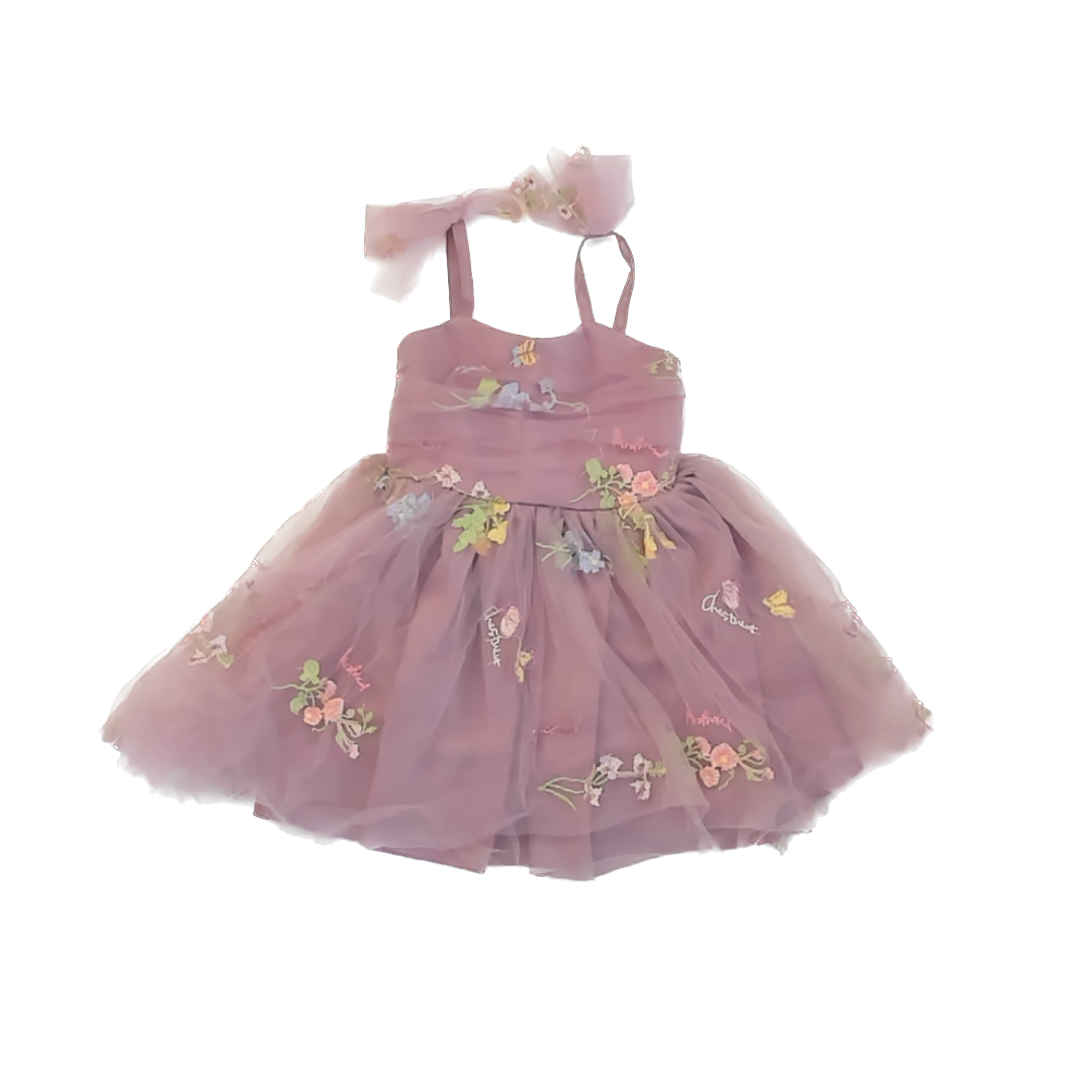 Unknown Girls Pink Floral Special Occasion Dress Size: 12-18 Months Pink Floral