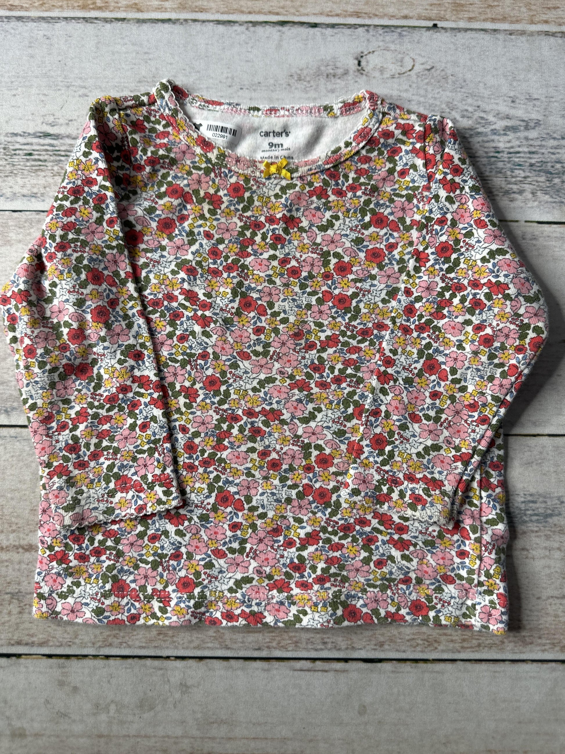 Carters Girls Pink floral Long Sleeve T-Shirt Size: 9 months Pink floral