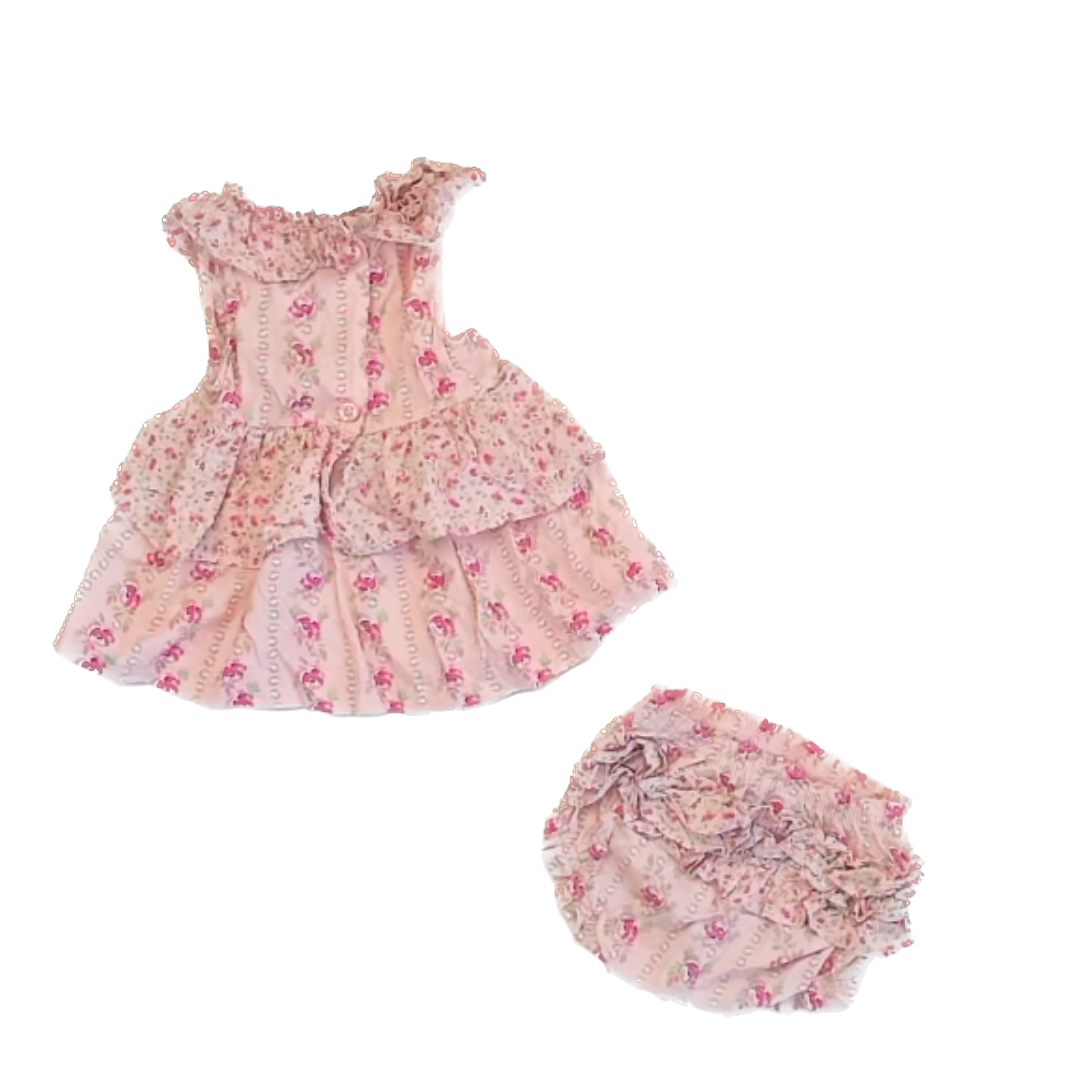 Nanette Lepore Girls Pink Floral Apparel Sets Size: 6-9 Months Pink Floral