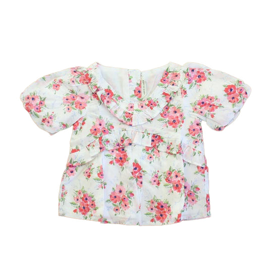 Janie and Jack Girls Pink Floral Blouse Size: 6-12 Months