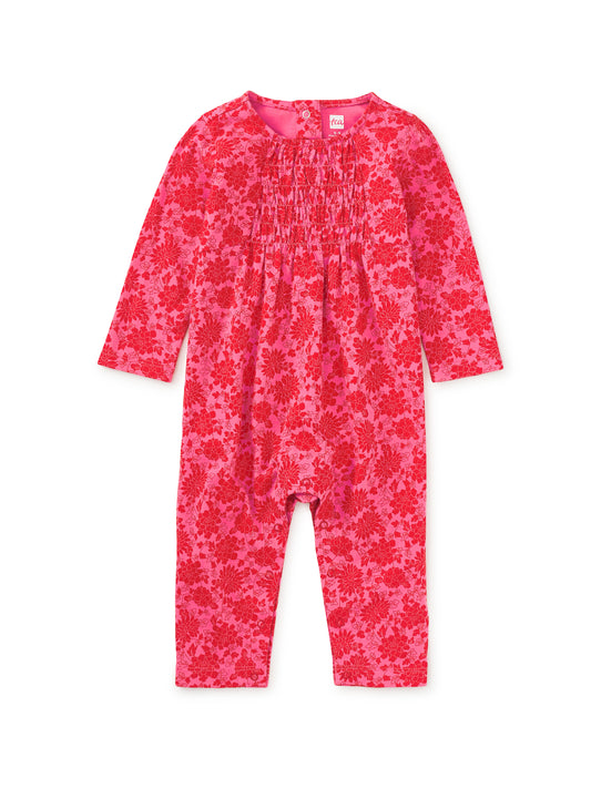 Tea Collection Girls Pink Floral Romper Size: 6-9 Months Pink Floral