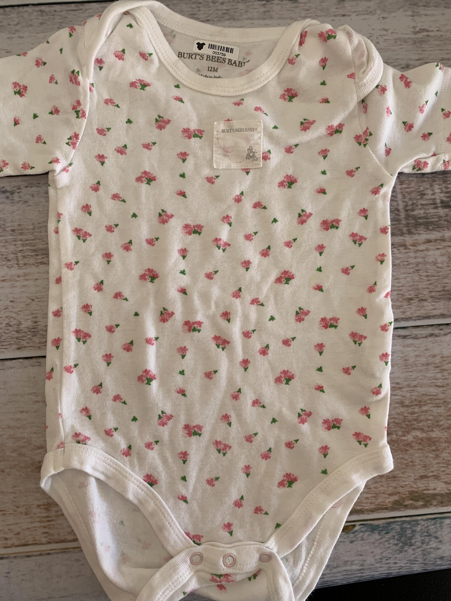 Burt's Bees Girls Pink floral Onesie Size: 12M Pink floral