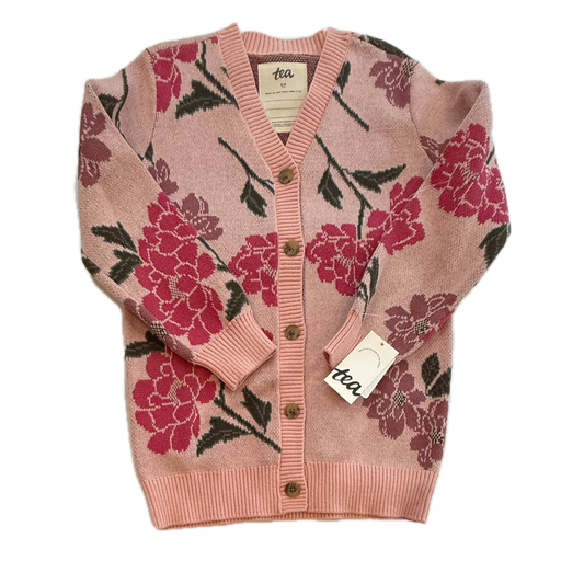 Tea Collection Girls Pink Floral Cardigan Size: 4-5T Pink Floral