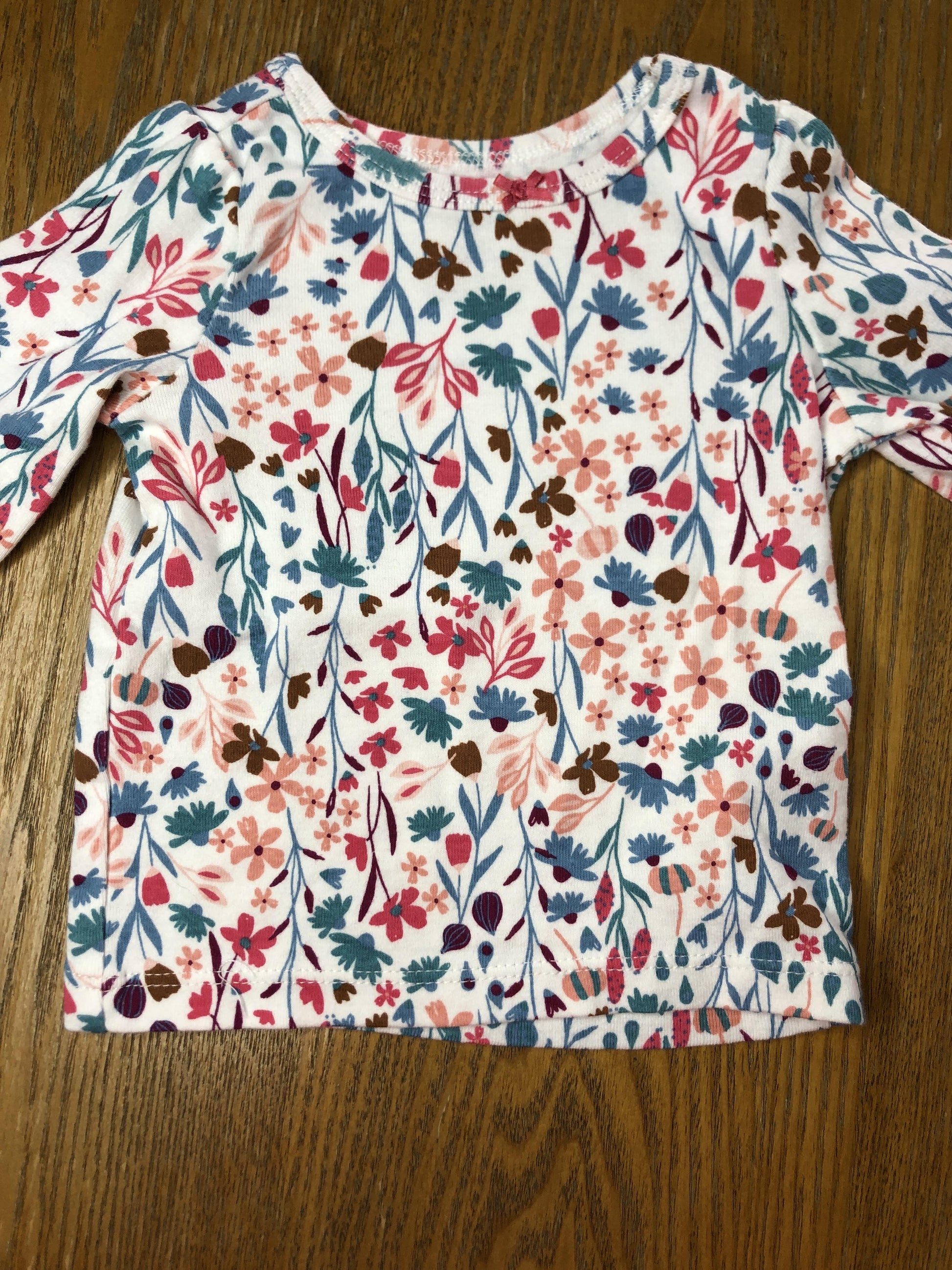 Carters Girls Pink floral Long Sleeve T-Shirt Size: 0-3 months Pink floral
