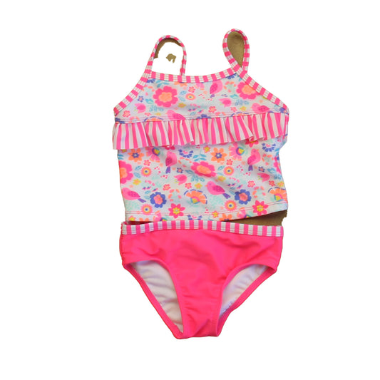 Wonder Nation Girls Pink Floral 2-piece Swimsuit Size: 2T