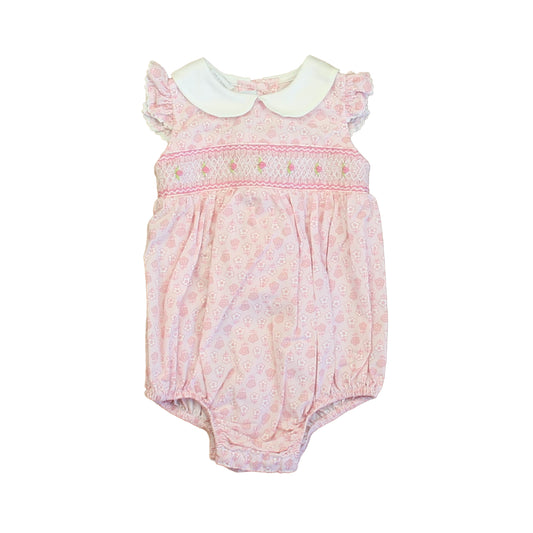 Vive La Fete Girls Pink Floral Romper Size: 3 Months Pink Floral