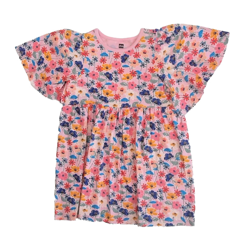 Tea Collection Girls Pink Floral Dress Size: 5T Pink Floral