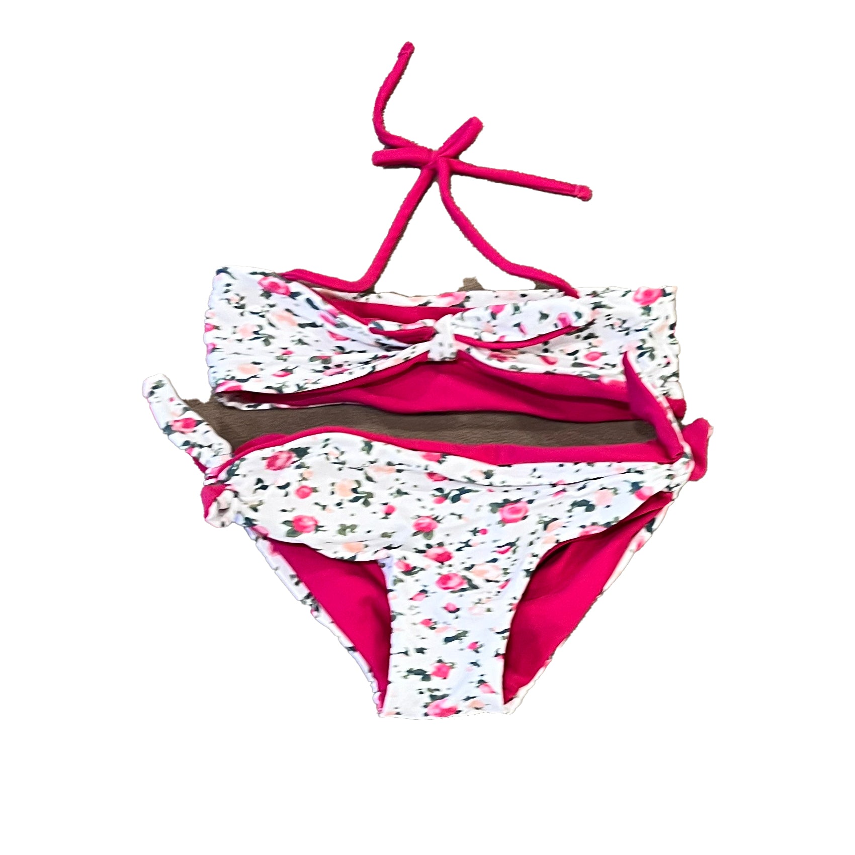 Dolce & Gabbana Girls Pink Floral 2-piece Swimsuit Size: 9-12 Months Pink Floral