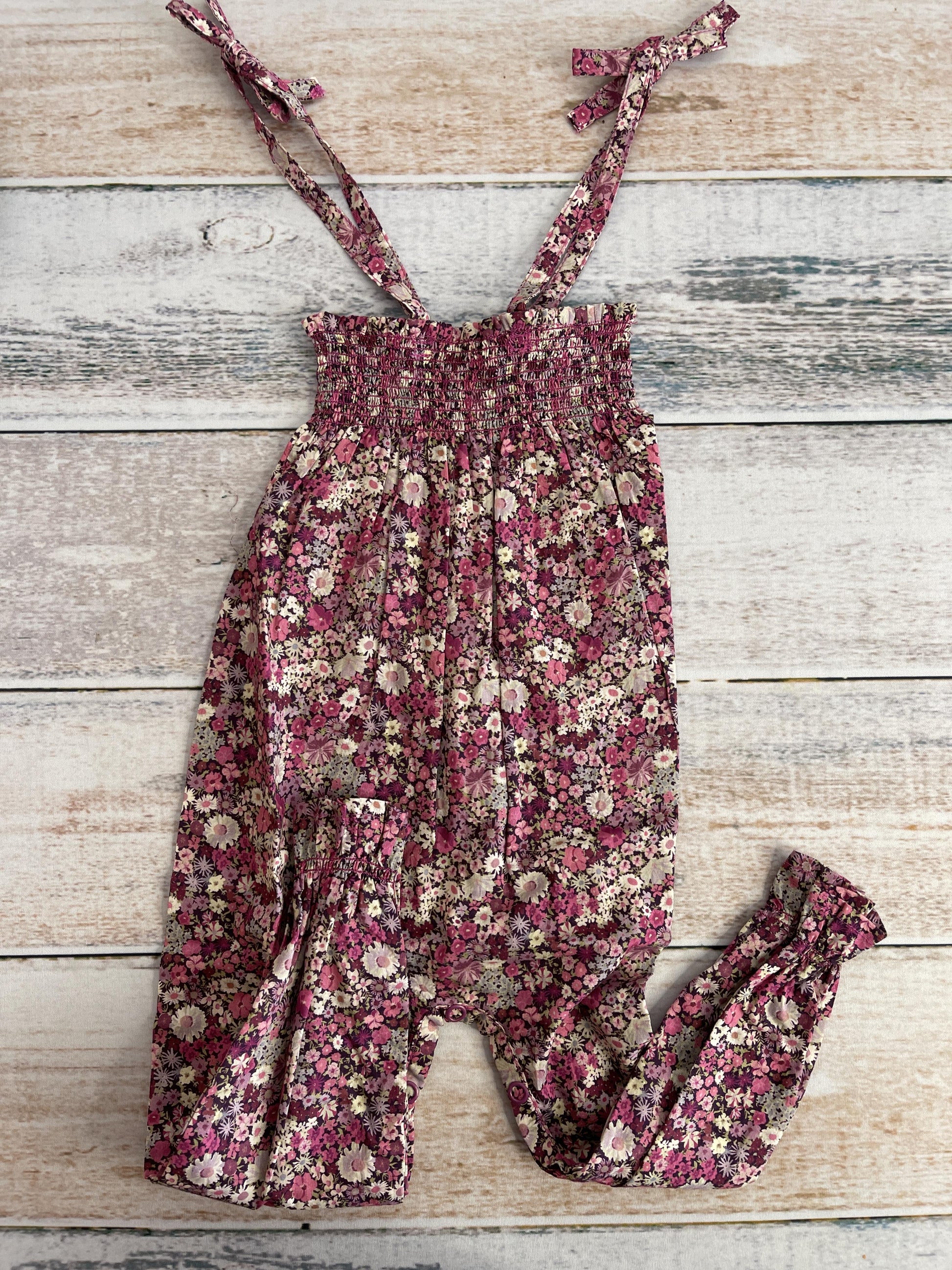 Jamie Kay Girls Pink floral Romper Size: 6-12 months Pink floral