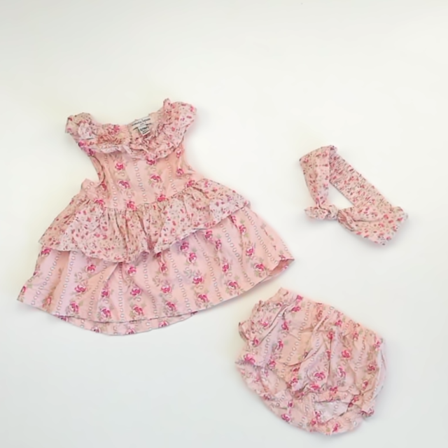 Nanette Lepore Girls Pink Floral Apparel Sets Size: 6-9 Months Pink Floral