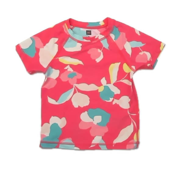 Tea Collection Girls Pink Floral Rashguard Size: 3T Pink Floral