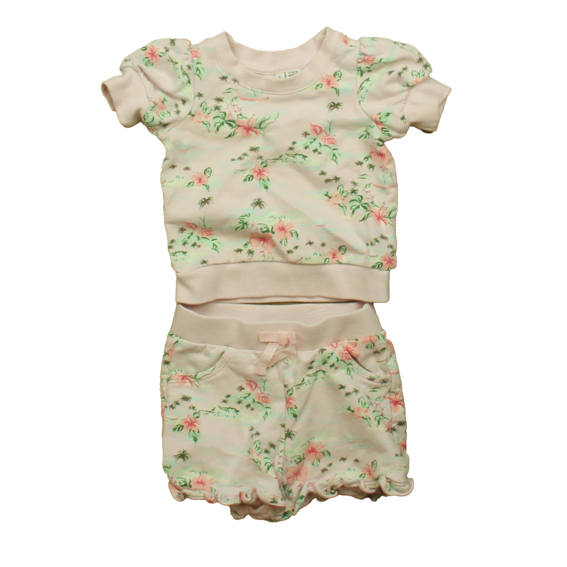 Janie and Jack Girls Pink Floral Apparel Sets Size: 6-12 Months Pink Floral