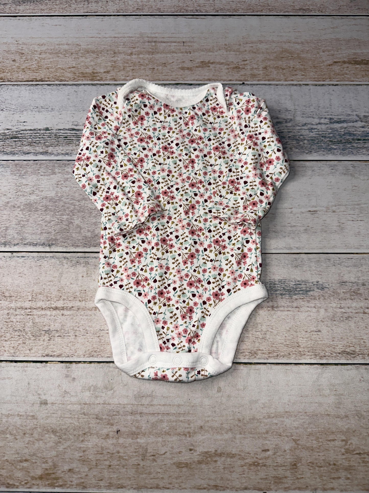 Carters Girls Pink floral Onesie Size: 3-6 months Pink floral