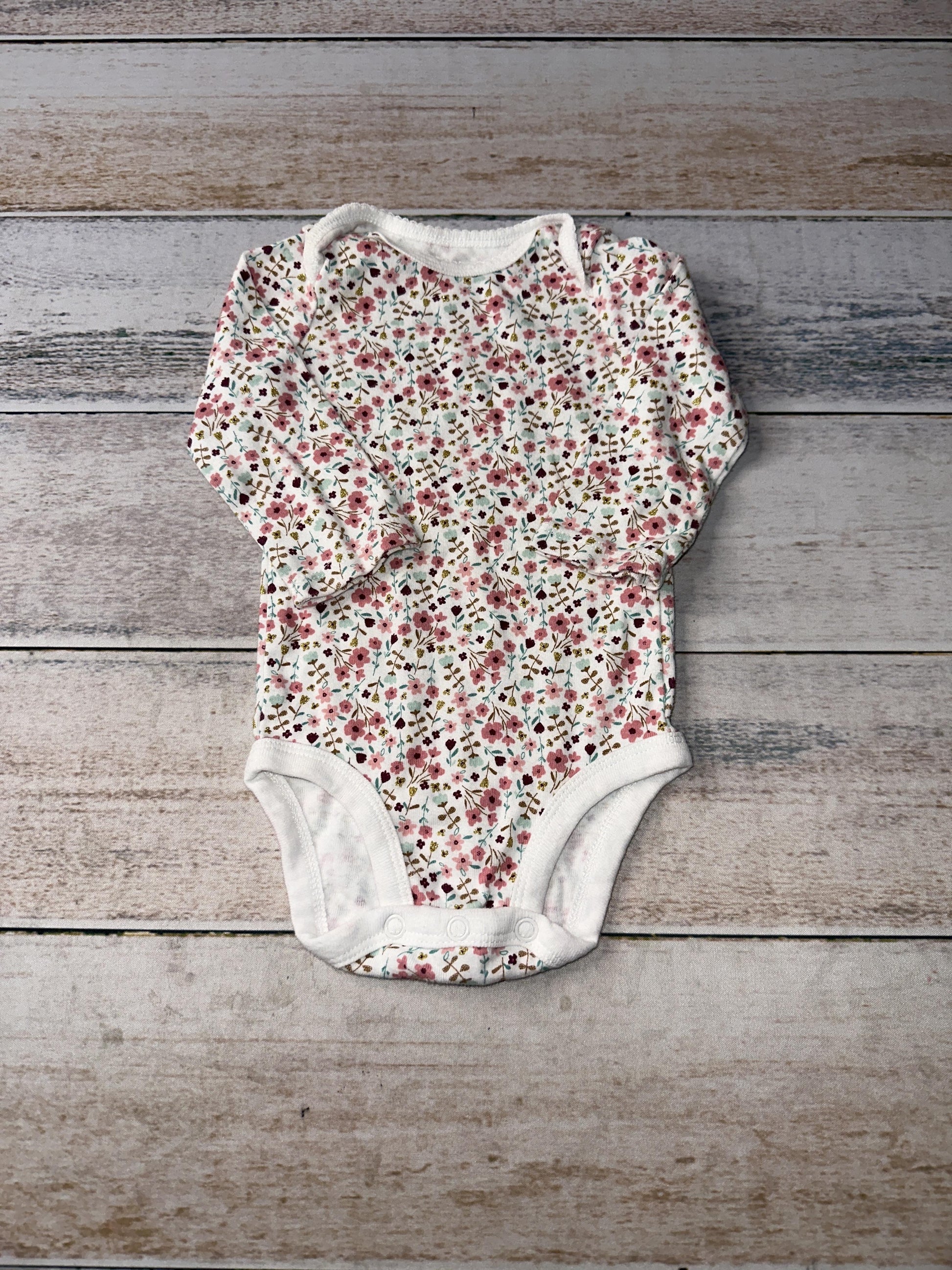 Carters Girls Pink floral Onesie Size: 3-6 months Pink floral