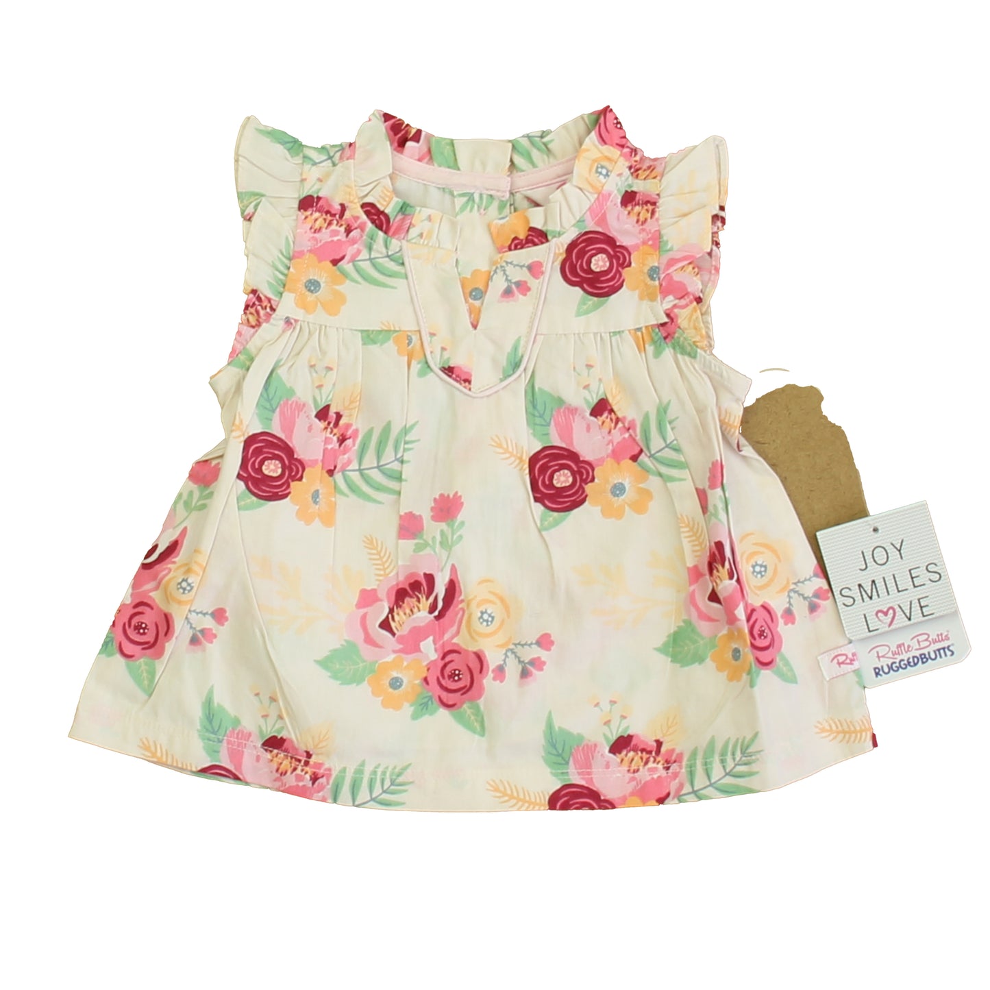 Ruffle Butts Girls Pink Floral Blouse Size: 12-18 Months Pink Floral