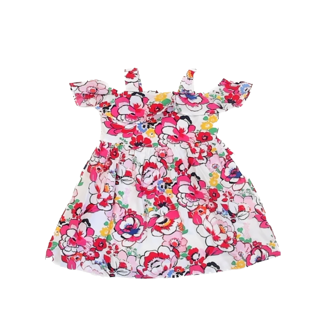Janie and Jack Girls Pink Floral Dress Size: 12-18 Months Pink Floral