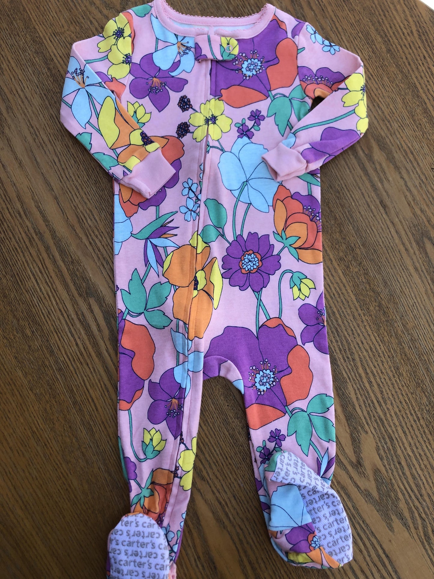 Carters Girls Pink floral Pajamas Size: 12 months Pink floral
