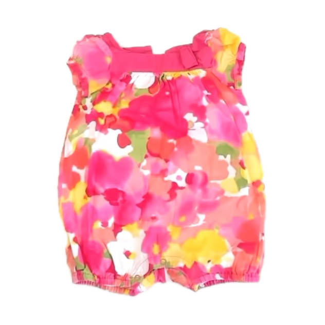 Janie and Jack Girls Pink Floral Romper Size: 3-6 Months Pink Floral