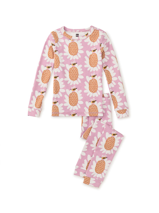 Tea Collection Girls Pink Floral 2-piece Pajamas Size: 7 Years Pink Floral