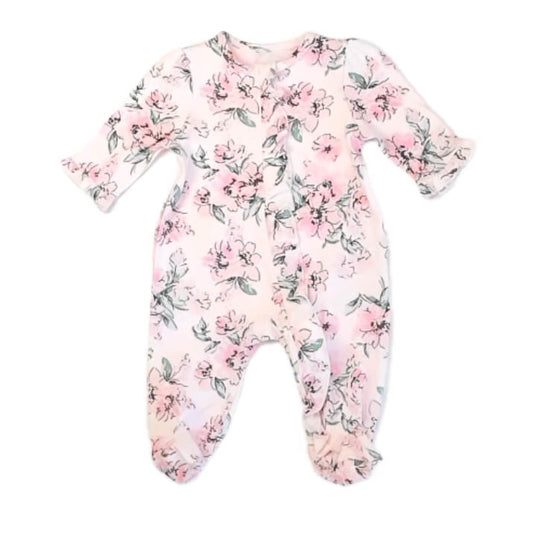 Little Me Girls Pink Floral Long Sleeve Outfit Size: 3 Months Pink Floral