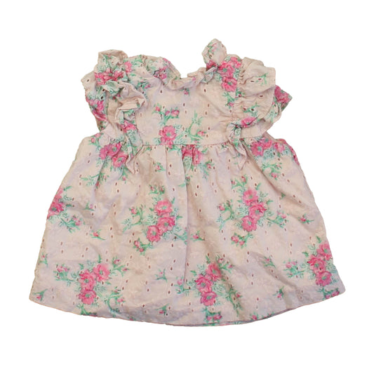 Janie and Jack Girls Pink Floral Blouse Size: 6-9 Months Pink Floral