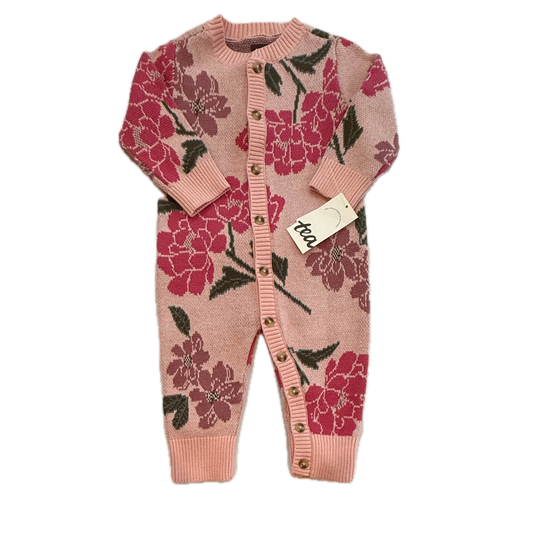 Tea Collection Girls Pink Floral Long Sleeve Outfit Size: 6-9 Months Pink Floral
